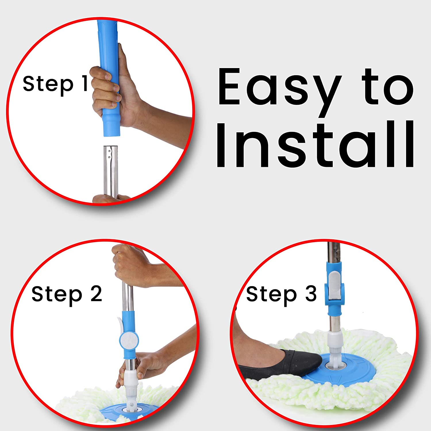 1158 Heavy Duty Microfiber Spin Mop with Plastic Bucket (Multicolour) - SkyShopy 1158 Heavy Duty Microfiber Spin Mop with Plastic Bucket (Multicolour) - SkyShopy